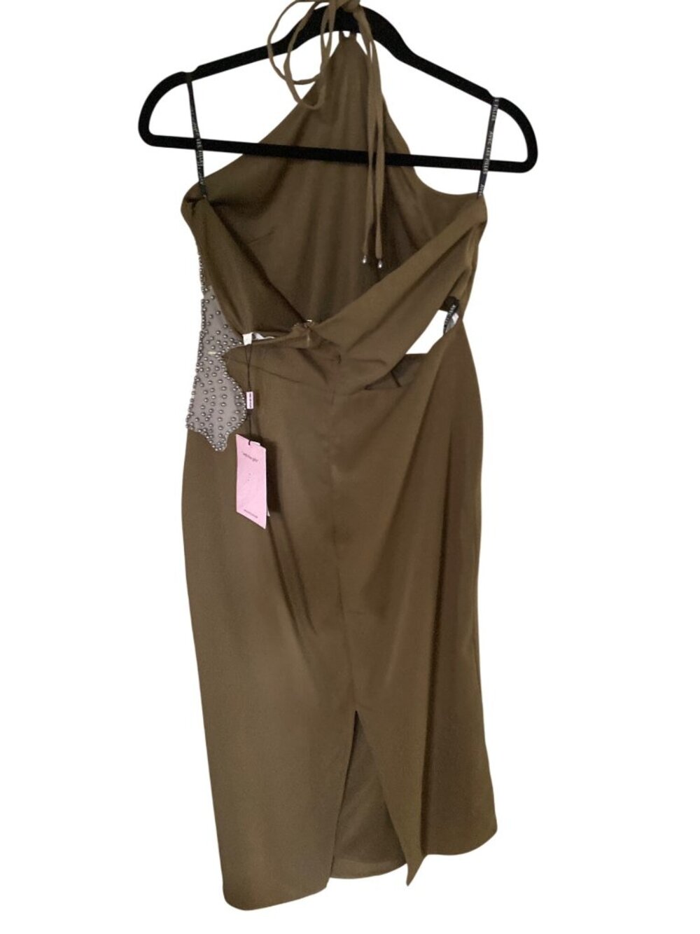 AVEC LES FILLES WOMENS HALTER-NECK FLORAL APP OLIVE 10 NWT - Picture 5 of 9